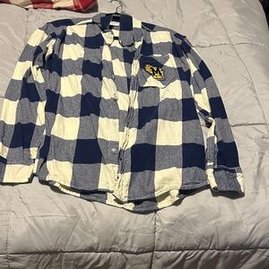 Blue and White Checkered Men's Shirt